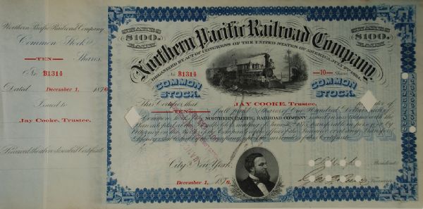 Rare! Jay Cooke Sr & Jay Cooke Jr. Signed Stock