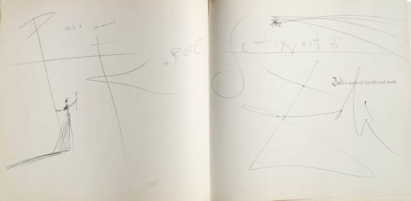 Salvador Dali Original 2 Page Drawing in Book