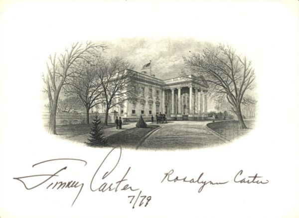 Jimmy Carter and Wife Signed White House Engraving, 1979 