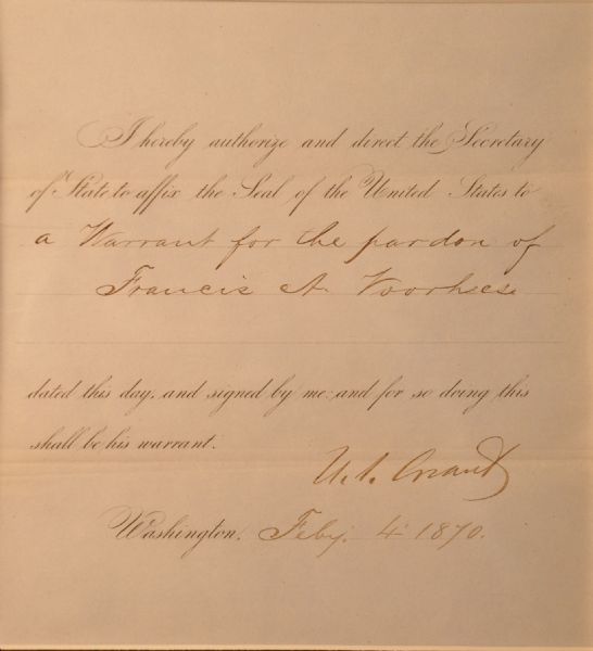  Ulysses S. Grant Signed Document