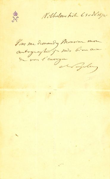 Napoleon lll Autographed Note