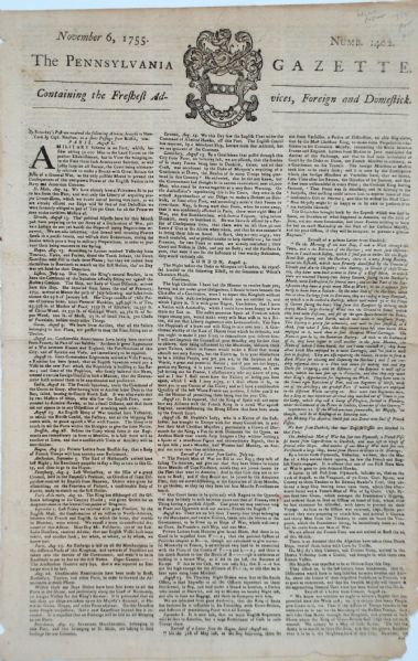 THE PENNSYLVANIA GAZETTE: Printed by Franklin