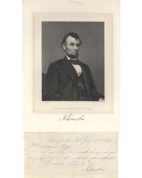 Lincoln Signs an Autograph Request, dated July 13, 1860