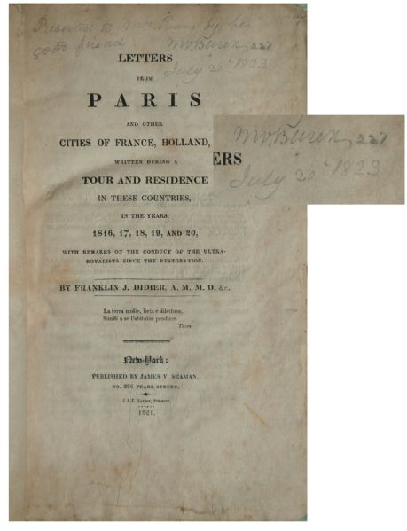 Rare Martin Van Buren Signed Book