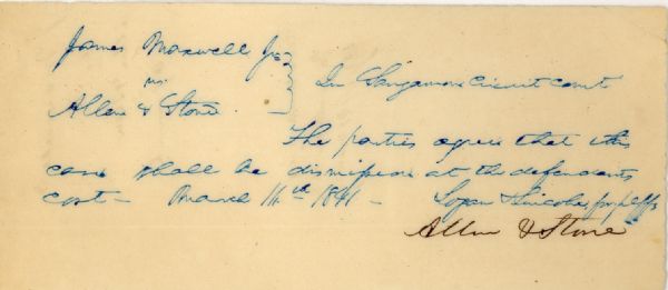 Rare Abraham Lincoln  1841 Legal Document