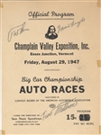 Rare 1947 race car program signed by Ted Horn