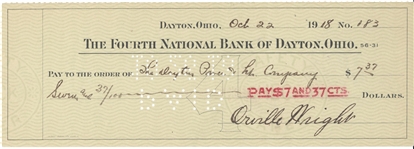 Orville Wright Signed Check