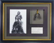 Geronimo autograph signed at the 1904 St. Louis Worlds Fair  together with a thick lock of his hair. 