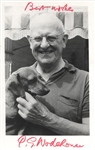 P.G. Wodehouse Signed Postcard Photo