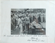 Fleet Admiral Chester W. Nimitz accepting Japans surrender aboard the flagship, U.S.S. Missouri