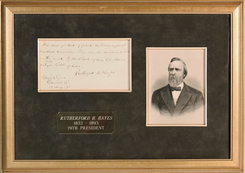 Rutherford B. Hayes AQS about Criminals and Jail