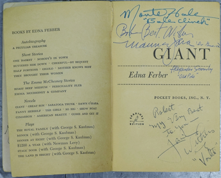 Incredible Crew-Signed Copy of ''Giant'' -- Signed by the Movie's Director & Cast Including James Dean, Elizabeth Taylor, Rock Hudson & 22 More!