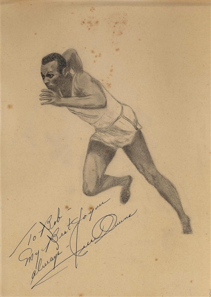 Jesse Owens Original Signed sketch