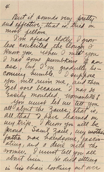 Zane Grey Emotional Letter
