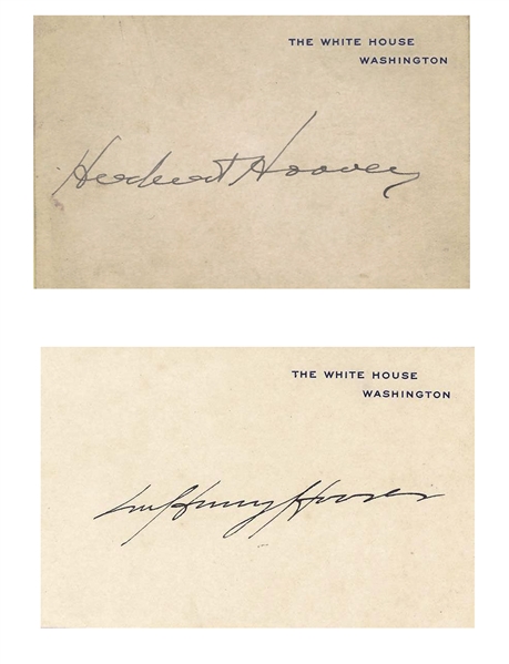 Herbert and Lou Hoover Signed White House Cards