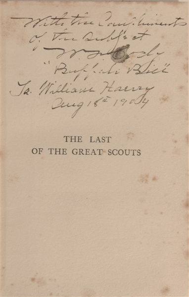 Buffalo Bill signed Book The Last of the Great Scouts