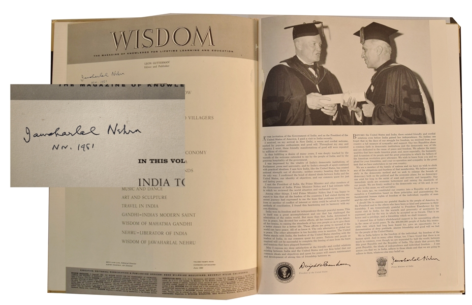 Jawaharlal Nehru signed book of Wisdom