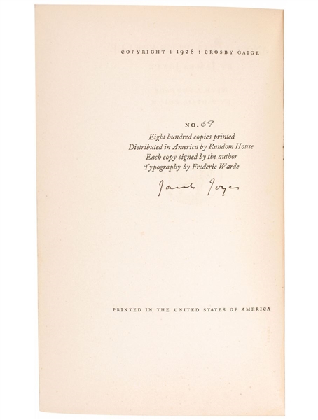 James Joyce Signed Book