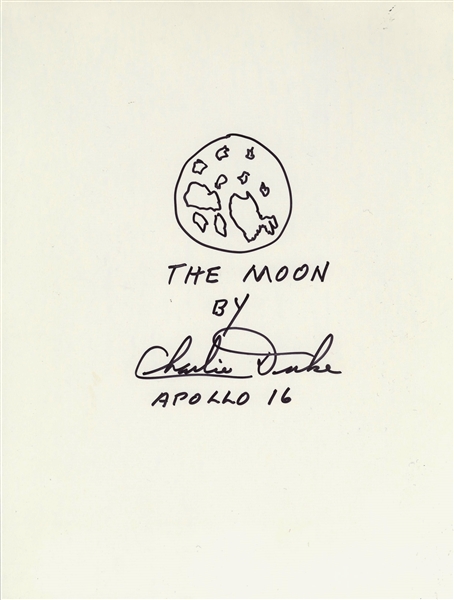 Original Drawing Of Moon Signed By Charlie Duke