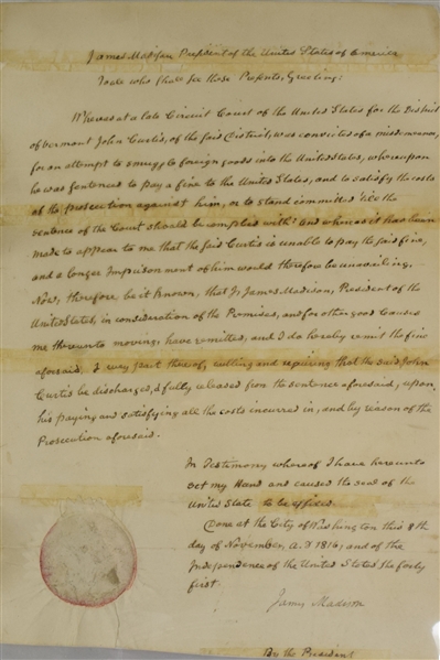 James Madison Uncommon Pardon