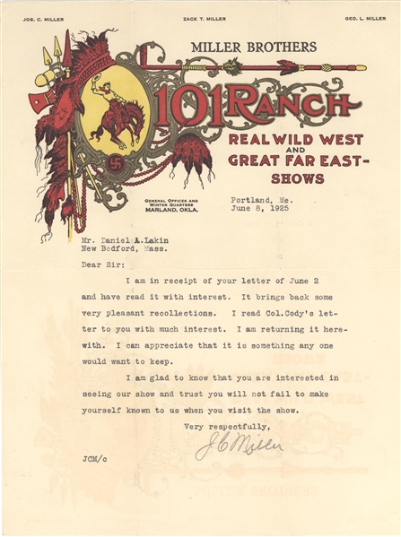 101 Ranch signed Letter with Extraordinary letterhead