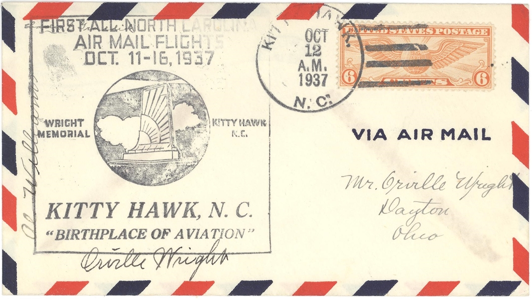 Orville Wright Signed Cover & Milton Wright Archive