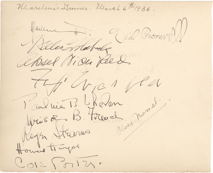 Kate Smith's Album Page signed by Cole Porter, Marlene Dietrich