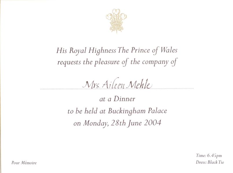 Christmas Card From Prince Charles to Aileen Mehle(Suzy Knickerbocker)