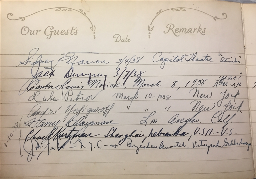 Autograph Guest Book from Paul Young's Restaurant 30's-40's