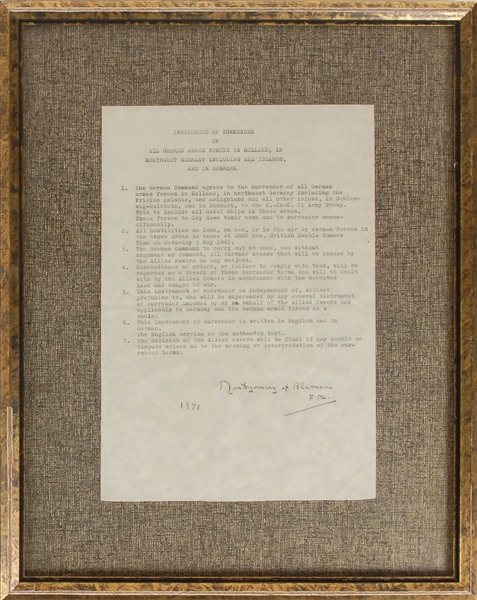 Instrument Of Surrender Signed by Mongomery of Alamein, (Important!)