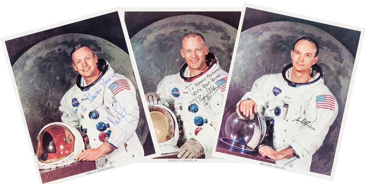 Apollo 11 Set of Individually-Signed White Spacesuit NASA Color Photos