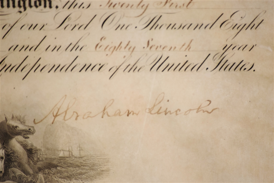 Abraham Lincoln Uncommon Naval Appointment Signed As President