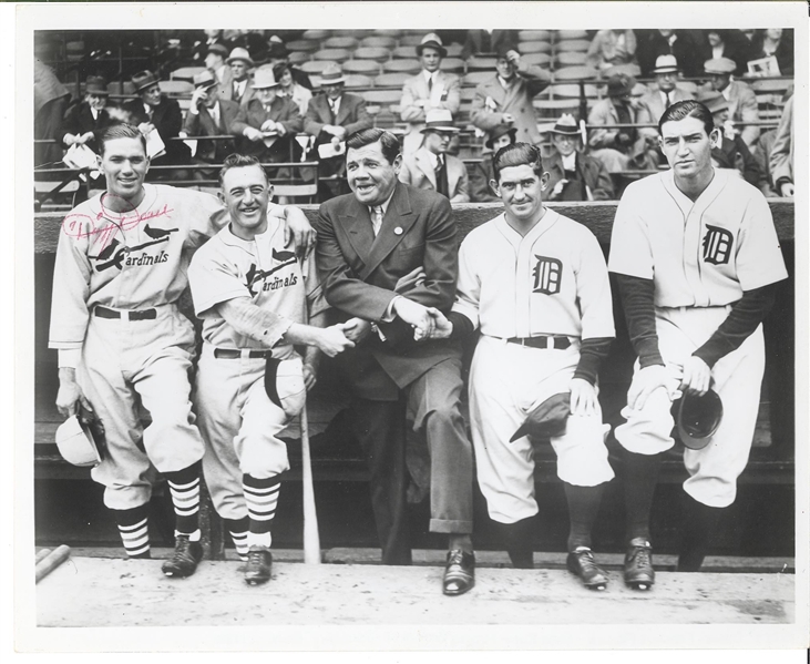 1934 Dizzy Dean  signed photo with Babe Ruth, Key Figure at Gas House Gang World Series and Others