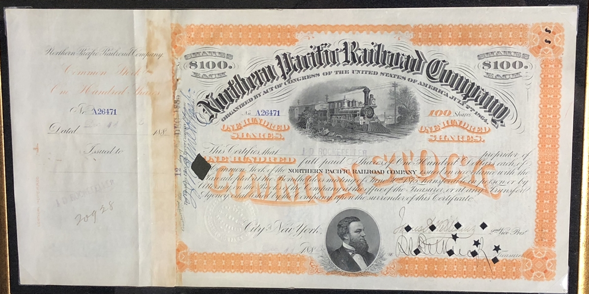 Collection of signed John D. Rockefeller Stock for Oil & Railroad