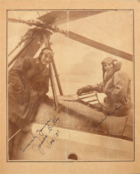 Amelia Earhart & James G. Ray signed 5x 5.5 paper photograph prior to the Gyroplane Altitude record flight