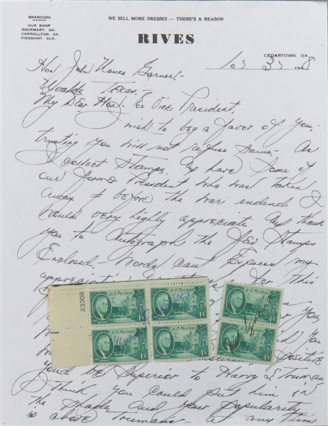 Stamps signed Elanor Roosevelt & John N. Garner