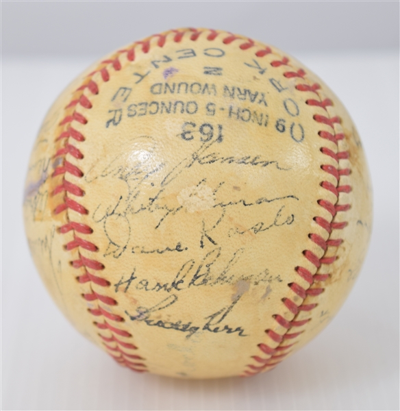 1949 New York Giants Team Signed ball and 1951 Thomson Single Signed