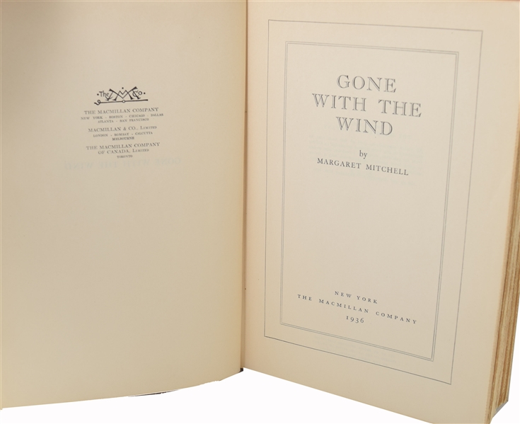 Margaret Mitchell Signed Gone With The Wind -- First Edition