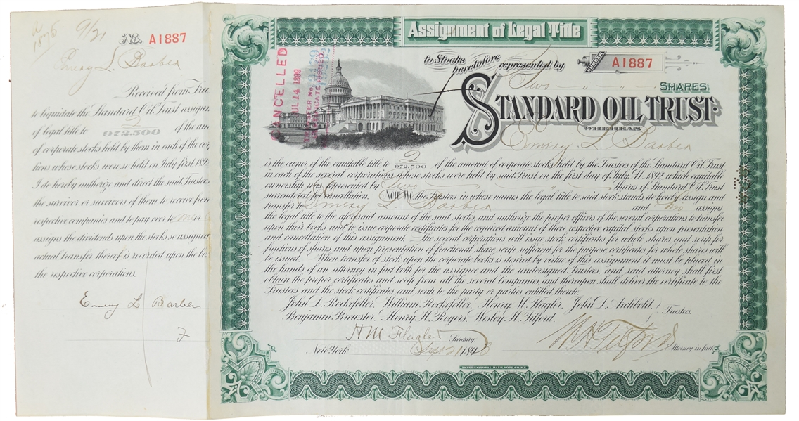 Henry M. Flagler Signed Railroad Stock