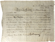 Robert Morris Signed North American Land Company