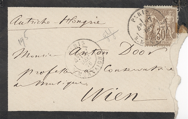 Franz Liszt Autographed Envelope To Anton Door