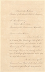Chester A. Arthur Letter Of State