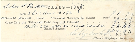 Pendletons Slave Tax Bill for 1847