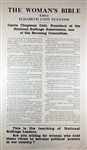 Womans Suffrage: "The Womans Bible" Broadside