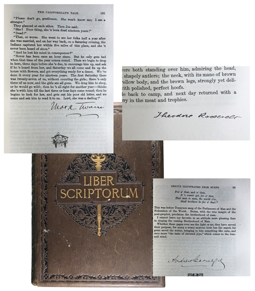 Liber Scriptorum; Signed Stories by Mark Twain, Theodore Roosevelt and Carnegie as well as 106 other authors! Limited to 251 Copies