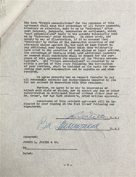 Bud Abbott & Lou Costello Universal Films Related Contract