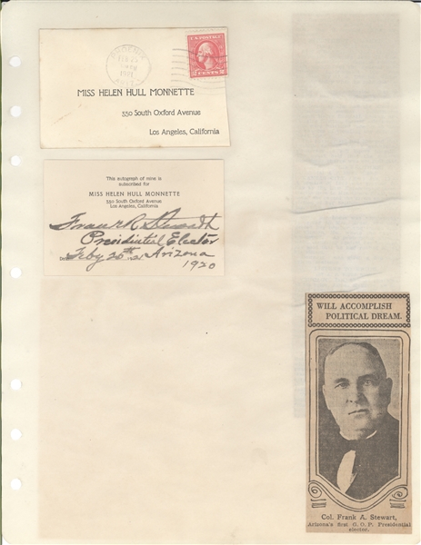 1920's Autograph Collection 1st and 2nd woman to be elected to Congress ( Jeannette Rankin and Alice Mary Robertson ) and much more