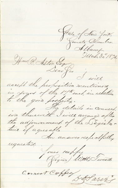 Fantastic Archive of a New York land deal between  William B. Astor & William Boss Tweed