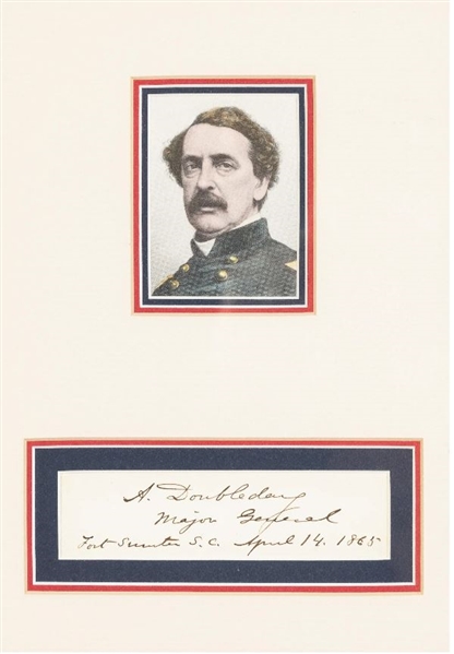 Important, Abner Doubleday Framed Signature Fort Sumter S.C. April 14, 1865 ( Day Lincoln Was Shot!)
