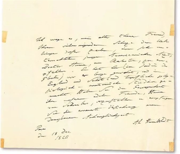 Alexander Van Humboldt The father of Environmentalism Autograph Letter Signed